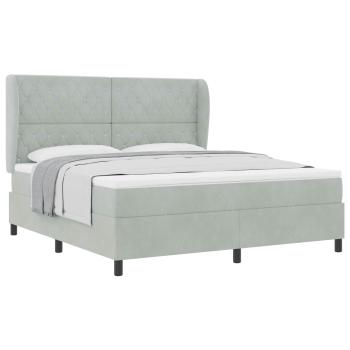 Boxspringbett mit Matratze Hellgrau 200 x 180 cm Samt