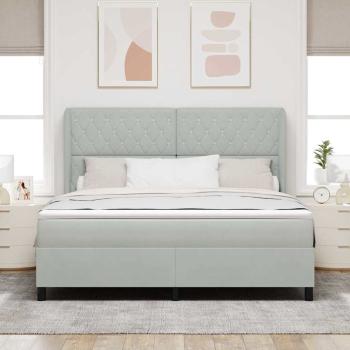 Boxspringbett mit Matratze Hellgrau 200 x 180 cm Samt