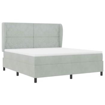 Boxspringbett mit Matratze Hellgrau 200 x 180 cm Samt