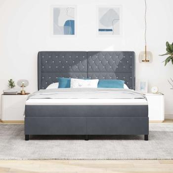 Boxspringbett mit Kopfteil Dunkelgrau 200 x 180 cm Samt