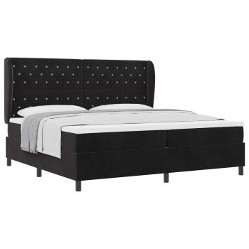Boxspringbett mit Matratze Schwarz 200 x 200 cm Samt