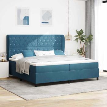 ARDEBO.de - Boxspringbett mit Matratze Dunkelblau 200 x 200 cm Samt