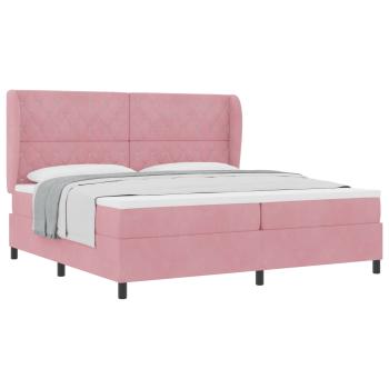 Boxspringbett mit Kopfteil Rosa 200 x 200 cm Samt