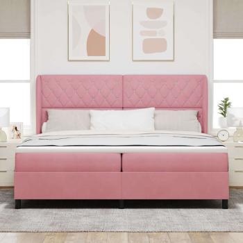 Boxspringbett mit Kopfteil Rosa 200 x 200 cm Samt
