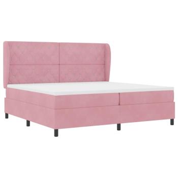 Boxspringbett mit Kopfteil Rosa 200 x 200 cm Samt