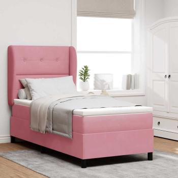 ARDEBO.de - Boxspringbett mit Kopfteil Rosa 190 x 90 cm Samt