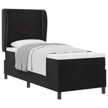 Boxspringbett mit Kopfteil Schwarz 200 x 80 cm Samt