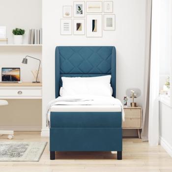 Boxspringbett mit Kopfteil Dunkelblau 200 x 80 cm Samt