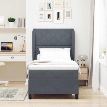 ARDEBO.de - Boxspringbett mit Kopfteil Dunkelgrau 200 x 90 cm Samt