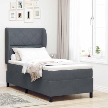ARDEBO.de - Boxspringbett mit Kopfteil Dunkelgrau 200 x 100 cm Samt