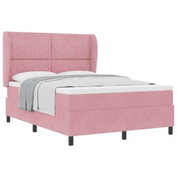 Boxspringbett mit Kopfteil Rosa 190 x 140 cm Samt