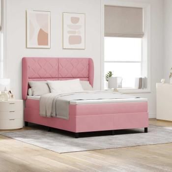 Boxspringbett mit Kopfteil Rosa 190 x 140 cm Samt