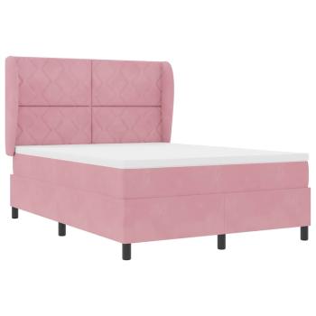 Boxspringbett mit Kopfteil Rosa 190 x 140 cm Samt