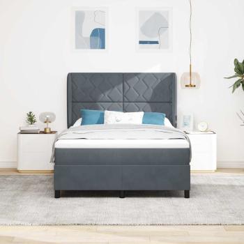 ARDEBO.de - Boxspringbett mit Kopfteil Dunkelgrau 200 x 160 cm Samt