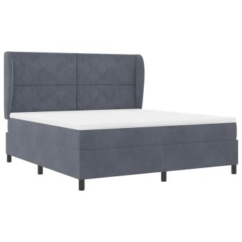 Boxspringbett mit Kopfteil Dunkelgrau 200 x 180 cm Samt
