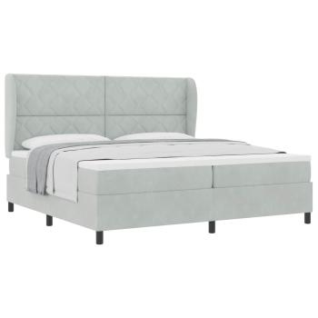 Boxspringbett mit Kopfteil Hellgrau 200 x 200 cm Samt