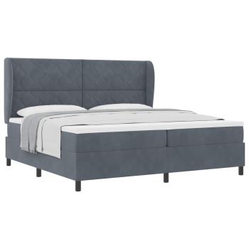 Boxspringbett mit Kopfteil Dunkelgrau 200 x 200 cm Samt