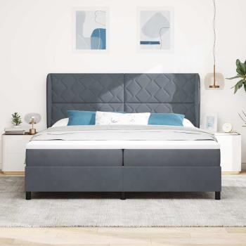 Boxspringbett mit Kopfteil Dunkelgrau 200 x 200 cm Samt