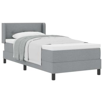Boxspringbett mit Kopfteil Hellgrau 200 x 200 cm Stoff