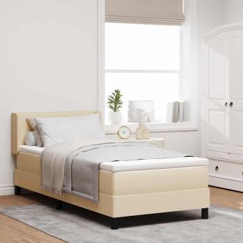 ARDEBO.de - Boxspringbett mit Kopfteil Creme 200 x 100 cm Stoff