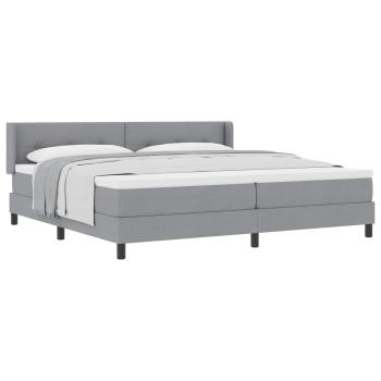 Boxspringbett mit Kopfteil Hellgrau 200 x 200 cm Stoff