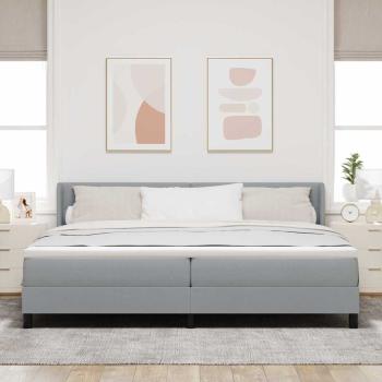 Boxspringbett mit Kopfteil Hellgrau 200 x 200 cm Stoff