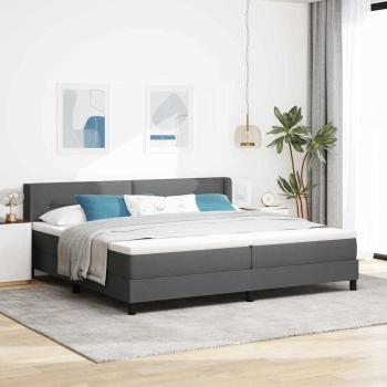 ARDEBO.de - Boxspringbett mit Kopfteil Dunkelgrau 200 x 200 cm Stoff