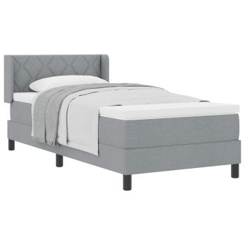 Boxspringbett mit Kopfteil Hellgrau 200 x 100 cm Stoff