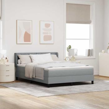 ARDEBO.de - Boxspringbett mit Kopfteil Hellgrau 190 x 140 cm Stoff