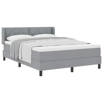 Boxspringbett mit Kopfteil Hellgrau 190 x 140 cm Stoff