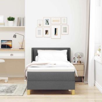 Boxspringbett mit Kopfteil Dunkelgrau 200 x 100 cm Stoff