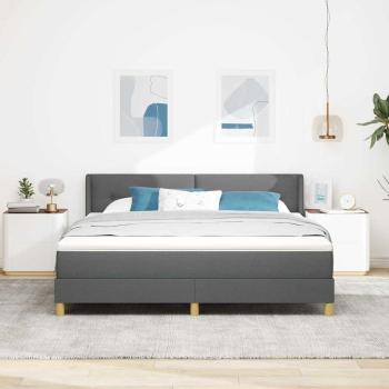 ARDEBO.de - Boxspringbett mit Kopfteil Dunkelgrau 200 x 180 cm Stoff