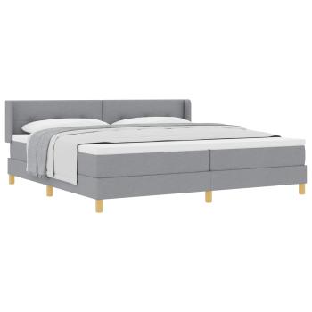 Boxspringbett mit Kopfteil Hellgrau 200 x 200 cm Stoff