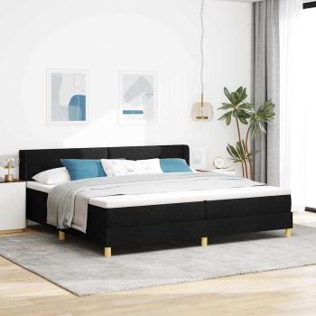 ARDEBO.de - Boxspringbett mit Kopfteil Schwarz 200 x 200 cm Stoff