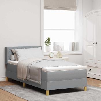 ARDEBO.de - Boxspringbett mit Kopfteil Hellgrau 200 x 100 cm Stoff