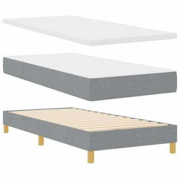 Boxspringbett mit Kopfteil Hellgrau 200 x 100 cm Stoff