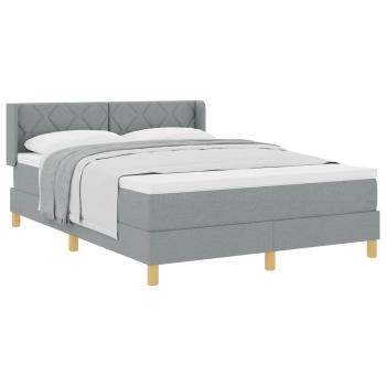Boxspringbett mit Kopfteil Hellgrau 200 x 140 cm Stoff
