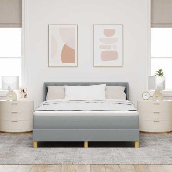 Boxspringbett mit Kopfteil Hellgrau 200 x 140 cm Stoff