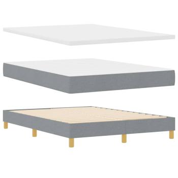 Boxspringbett mit Kopfteil Hellgrau 200 x 140 cm Stoff