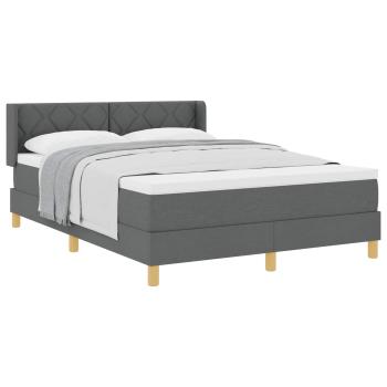 Boxspringbett mit Kopfteil Dunkelgrau 200 x 140 cm Stoff