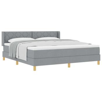 Boxspringbett mit Kopfteil Hellgrau 200 x 180 cm Stoff