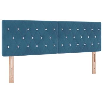 Boxspringbett mit Kopfteil Dunkelblau 200 x 160 cm Samt
