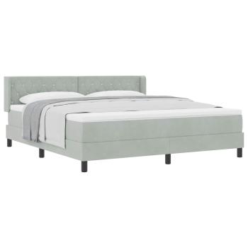 Boxspringbett mit Kopfteil Hellgrau 200 x 180 cm Samt