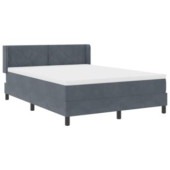 Boxspringbett mit Kopfteil Dunkelgrau 190 x 140 cm Samt