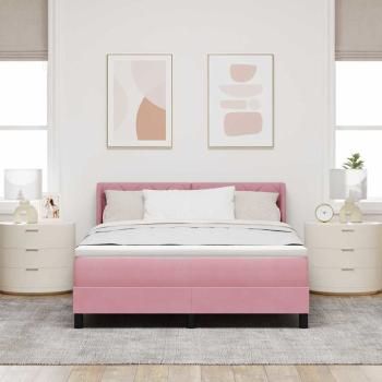 ARDEBO.de - Boxspringbett mit Kopfteil Rosa 190 x 140 cm Samt