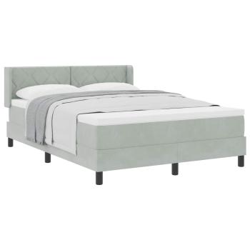 Boxspringbett mit Kopfteil Hellgrau 200 x 160 cm Samt