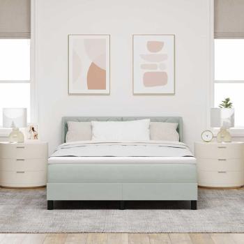 Boxspringbett mit Kopfteil Hellgrau 200 x 160 cm Samt