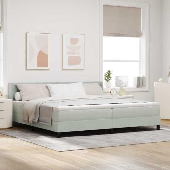 ARDEBO.de - Boxspringbett mit Kopfteil Hellgrau 200 x 200 cm Samt