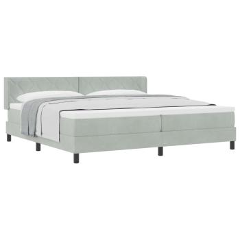 Boxspringbett mit Kopfteil Hellgrau 200 x 200 cm Samt