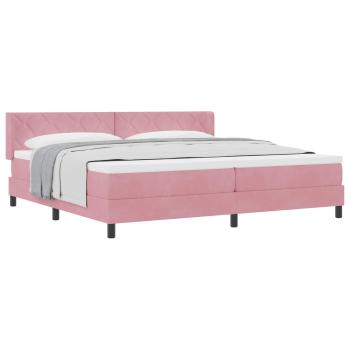 Boxspringbett mit Kopfteil Rosa 200 x 200 cm Samt
